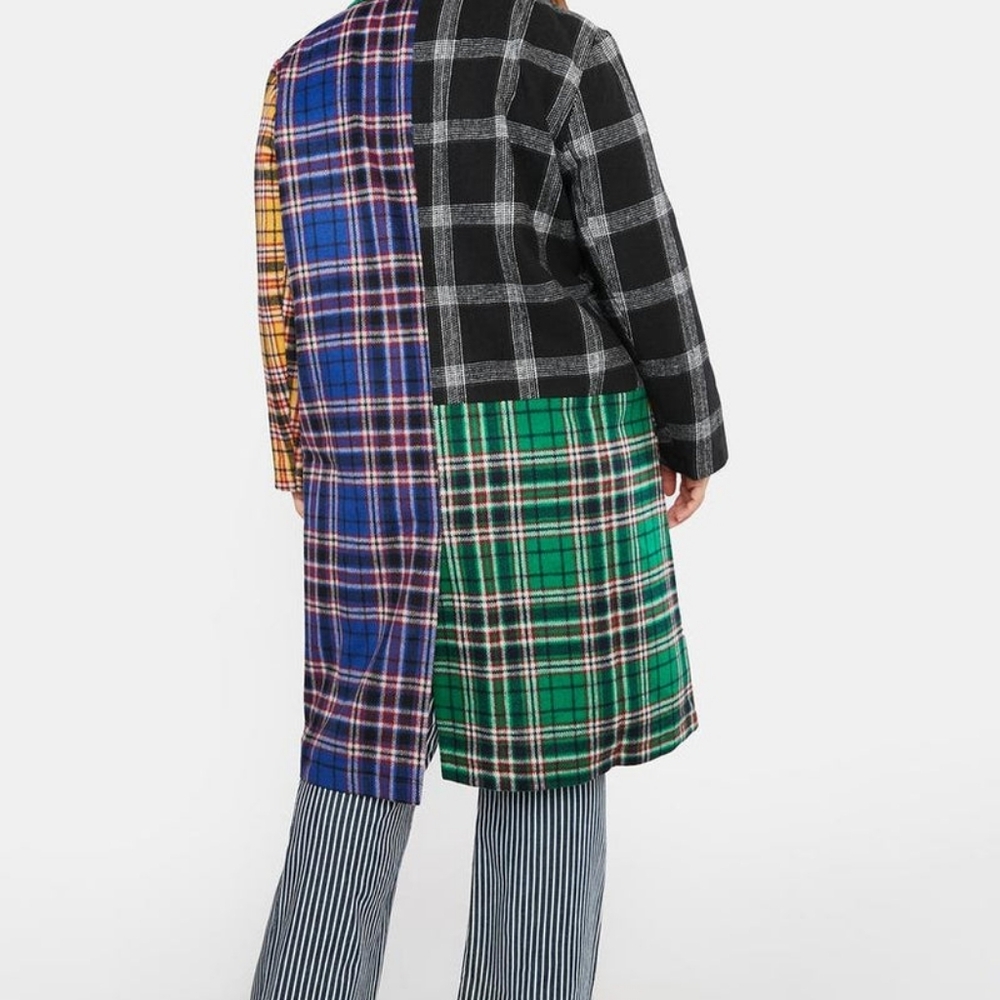 Dolls Kill Multicolor Plaid Patchwork Jacket